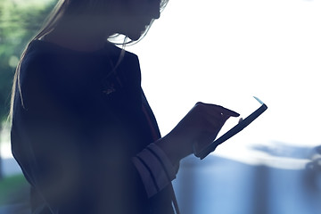 Image showing Woman using tablet PC