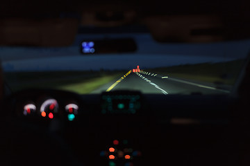 Image showing Car driving at night