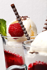 Image showing Raspberry parfait with ice cream