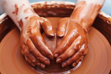 Image showing Potter making the pot.