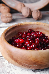 Image showing Ripe cranberries in bowls