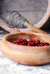 Image showing Ripe cranberries in bowls