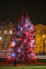 Image showing Red Christmas tree in Zagreb