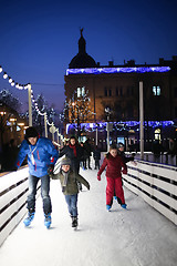 Image showing People at skating rink in Zagreb