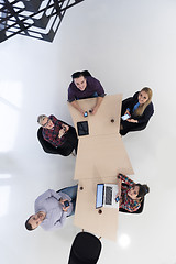 Image showing aerial view of business people group on meeting