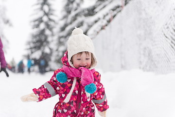 Image showing little girl at snowy winter day