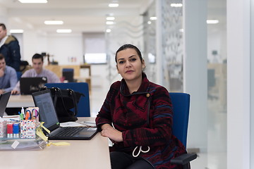 Image showing startup business, woman  working on laptop