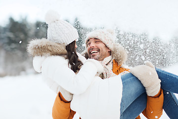 Image showing happy couple outdoors in winter