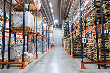 Image showing cargo boxes storing at warehouse shelves