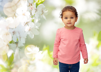 Image showing beautiful little baby girl over cherry blossoms