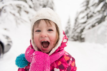 Image showing little girl at snowy winter day