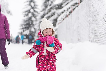 Image showing little girl at snowy winter day