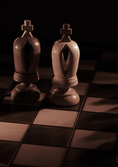 Image showing White and black kings on the chessboard