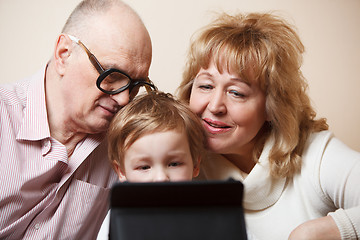 Image showing Family time with touchpad