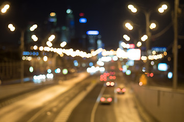 Image showing Blurred lights of city traffic at night