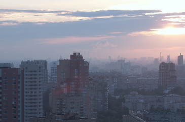 Image showing Sunrise over the city.