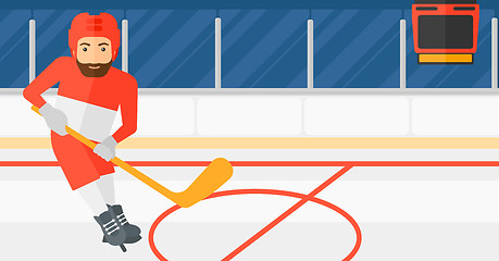 Image showing Ice-hockey player with stick.