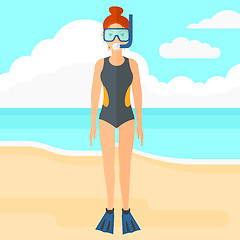 Image showing Woman with swimming equipment.