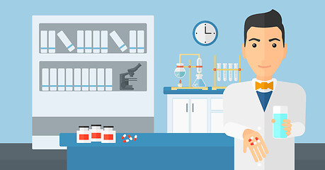 Image showing Pharmacist giving pills.