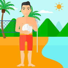 Image showing Beach volleyball player.