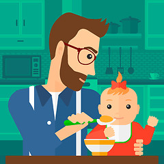 Image showing Man feeding baby.