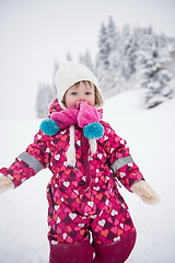 Image showing little girl at snowy winter day