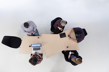 Image showing aerial view of business people group on meeting