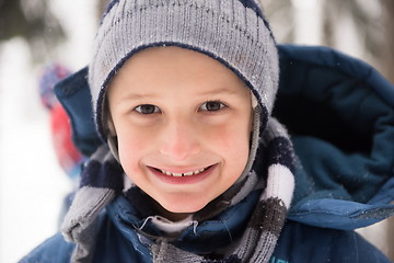 Image showing little boy having fun on winter day