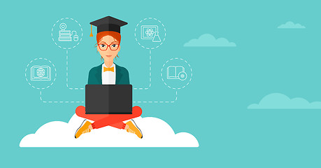 Image showing Graduate sitting on cloud.