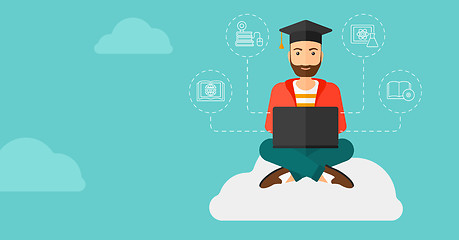 Image showing Graduate sitting on cloud.