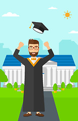 Image showing Graduate throwing up his hat.