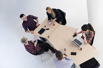 Image showing aerial view of business people group on meeting