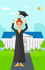 Image showing Graduate throwing up his hat.