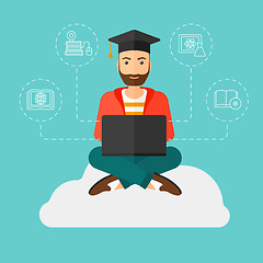 Image showing Graduate sitting on cloud.