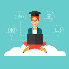 Image showing Graduate sitting on cloud.