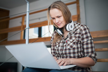 Image showing Having good free time with laptop at home