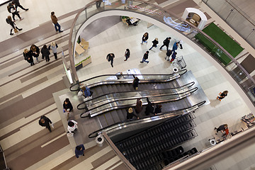 Image showing People traffic the trade centre