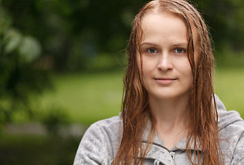 Image showing Portrait of a girl after rain