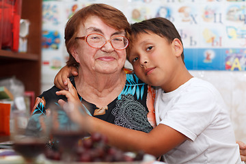 Image showing Grandson and grandmother