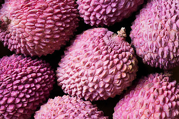 Image showing Lychee fruit, closeup (litchi, liechee, or lichee)