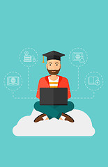 Image showing Graduate sitting on cloud.