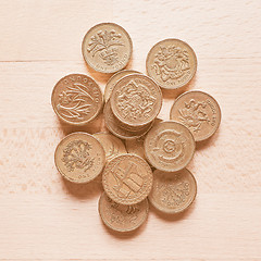 Image showing  Pound coins vintage