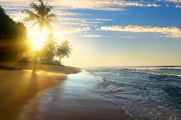 Image showing Bright sun and ocean