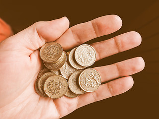 Image showing  Pound coins vintage