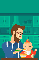 Image showing Man feeding baby.