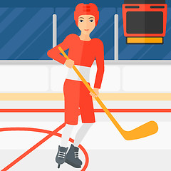 Image showing Ice-hockey player with stick.