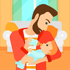 Image showing Man feeding baby.