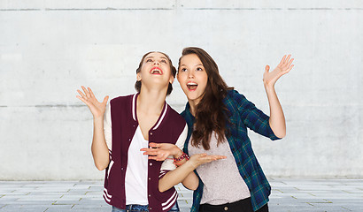 Image showing happy smiling pretty teenage girls having fun