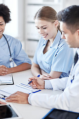 Image showing group of happy doctors meeting at hospital office