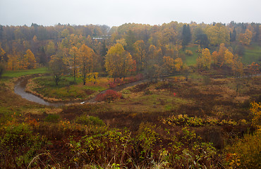 Image showing Autumn forest and curving river